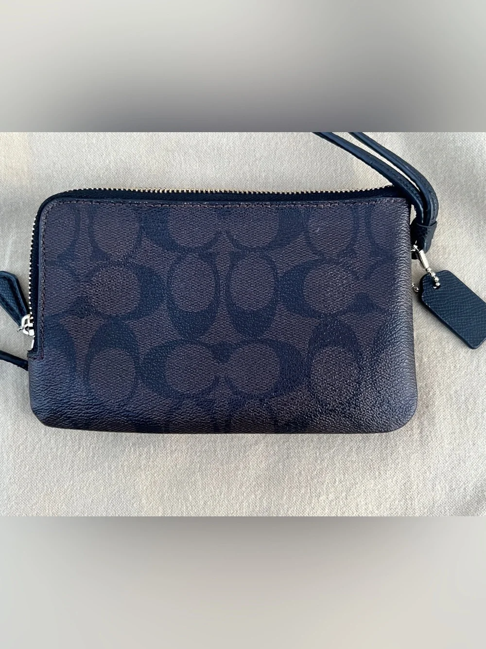 Coach Navy and Black Signature Card Pouch